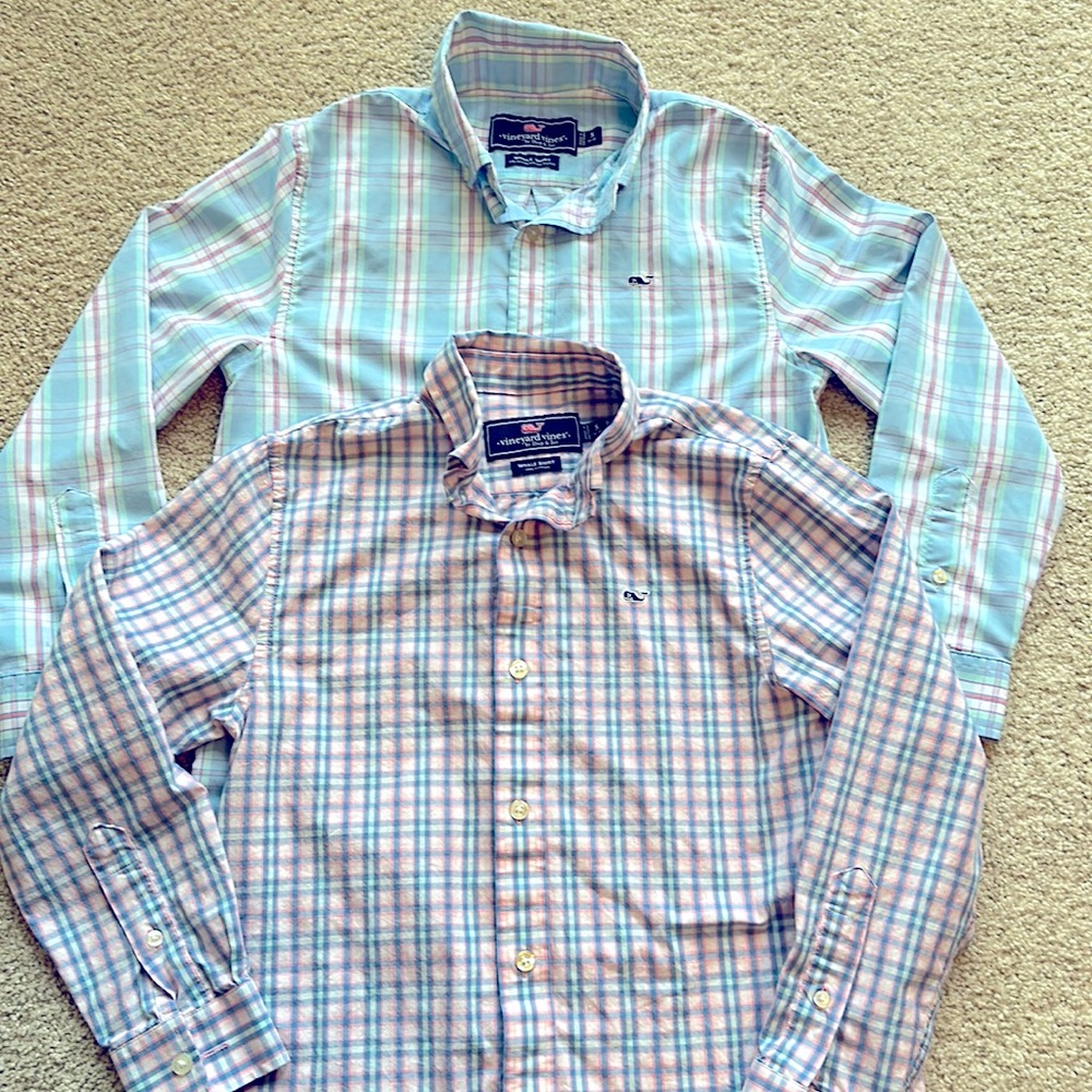 2 boys Vineyard Vines long sleeve button up shirts. Size small 8-10